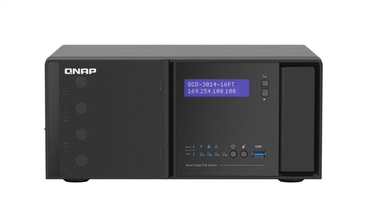 QNAP (QGD-3014-16PT) 14 ports PoE RJ45 1GbE (alimentation IEEE 803.3at PoE ++ 30W), 2 ports PoE combinés 1GbE SFP+/RJ45 (ali...