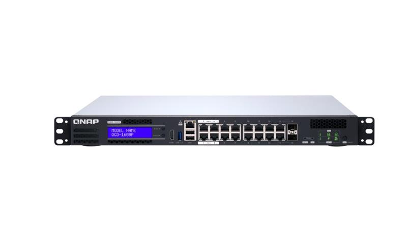 Commutateur QNAP (QGD-1600P-4G) à 16 ports 1GbE avec 2 ports combo RJ45 et SFP+ avec processeur Intel Celeron et 4 Go de RAM