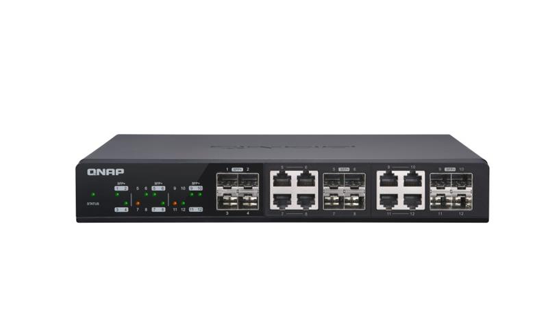 Commutateur de gestion QNAP (QSW-M1208-8C), 12 ports de vitesse de port 10GbE, 4 ports SFP+, 8 ports SFP+/NBASE-T Combo, pri...