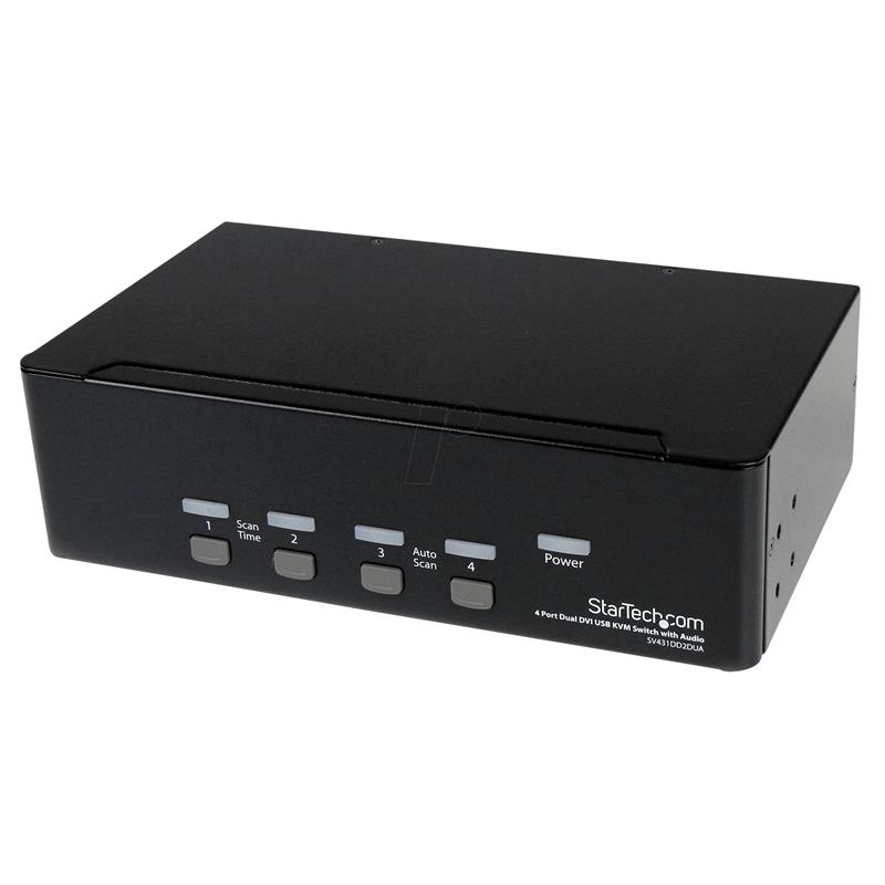 StarTech.com - Commutateur KVM USB 4 ports Dual DVI, avec audio et concentrateur USB 2.0