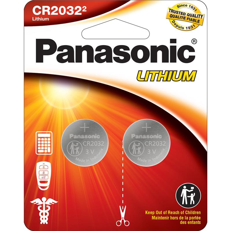 PANASONIC 2032 3V Lithium Coin Cell Battery 2 Pack