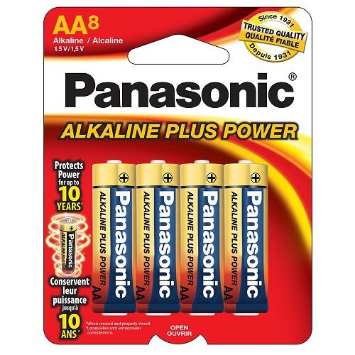 PANASONIC Piles alcalines AA, paquet de 8