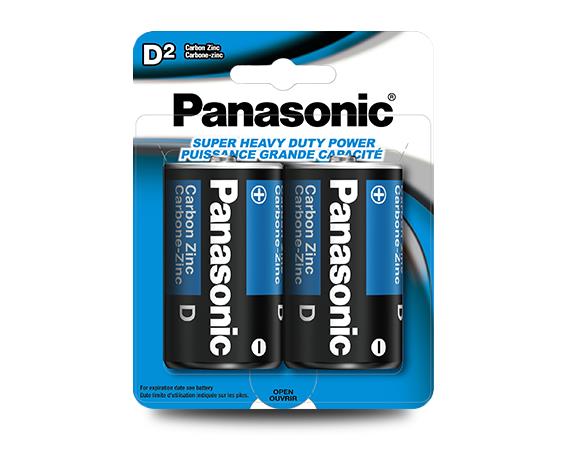 PANASONIC - Batterie robuste Carbon Zinc 2-pack taille D (UM1NPA2BCA)