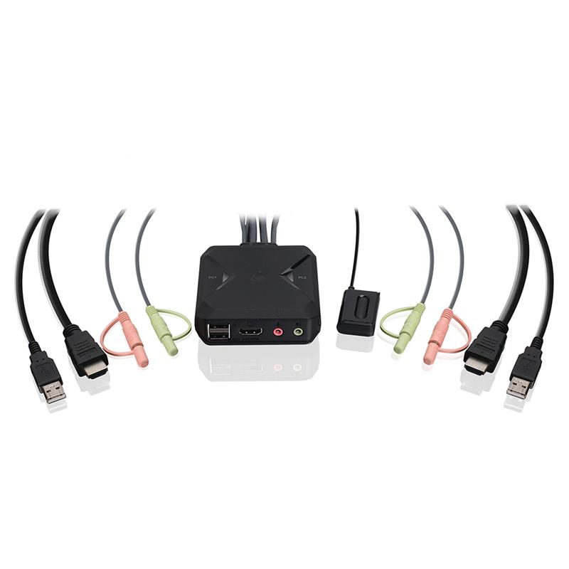 IOGEAR Commutateur KVM 2 ports 4K avec connexions HDMI, USB et audio