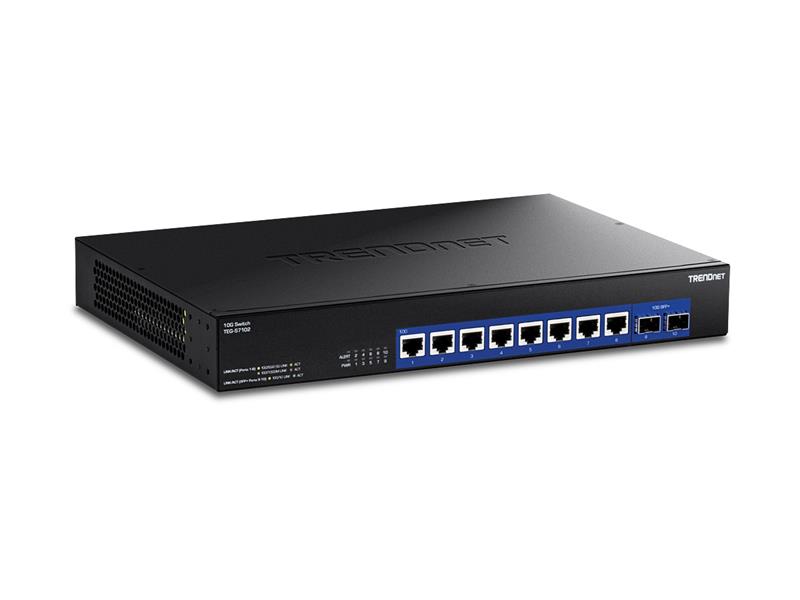 TRENDnet 10-Port 10G Unmanaged Switch - 8 Ports - 10 Gigabit Ethernet - 10GBase-T, 10GBase-X - 2 Layer Supported - Modular - 40