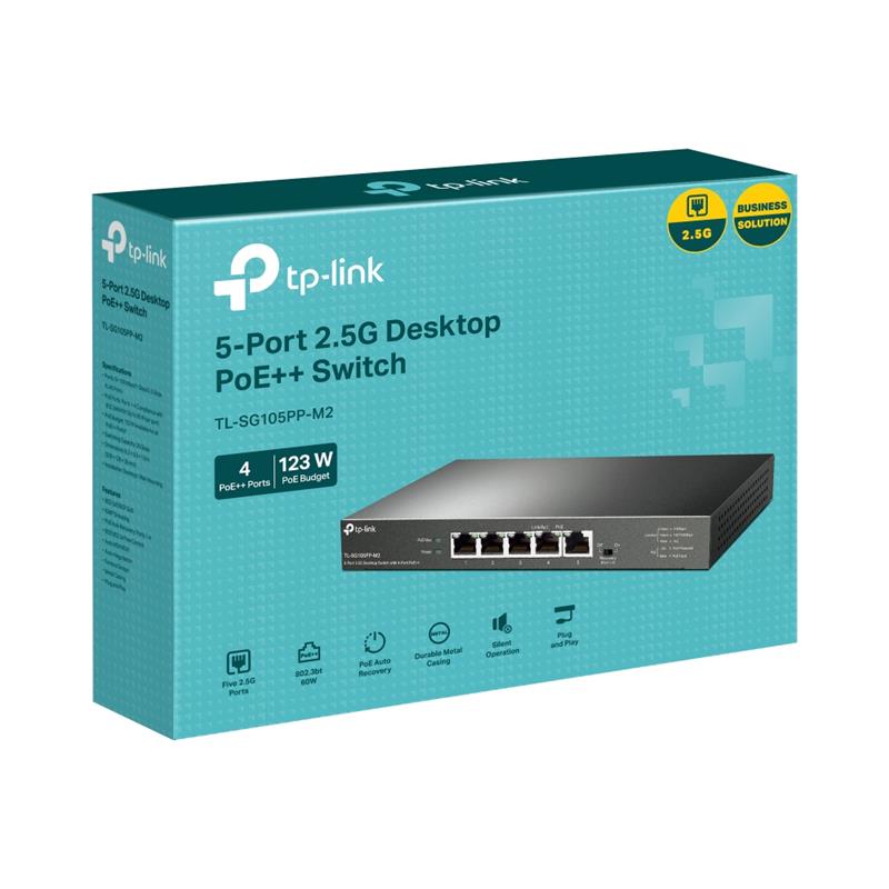 TP-Link 5-Port PoE+ Switch 2個 TP-Link (TL-SG105PP-M2) 5-Port 2.5G Unmanaged PoE++ Switch