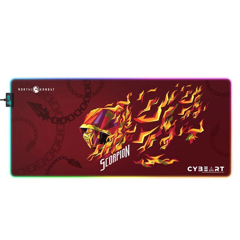 CYBEART Scorpion - Mortal Kombat RGB Gaming Desk Mat(XXL-900x400x4mm)(Open Box)