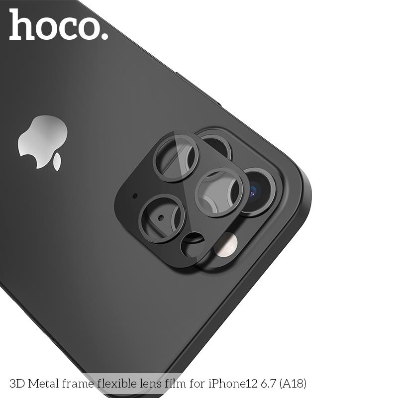 HOCO 3D - Film de lentille flexible à cadre métallique pour iPhone 12