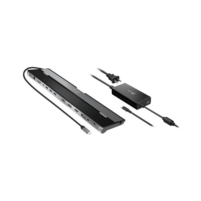 j5create 13-in-1 USB-C Triple Display Docking Station, 100W PD Adapter