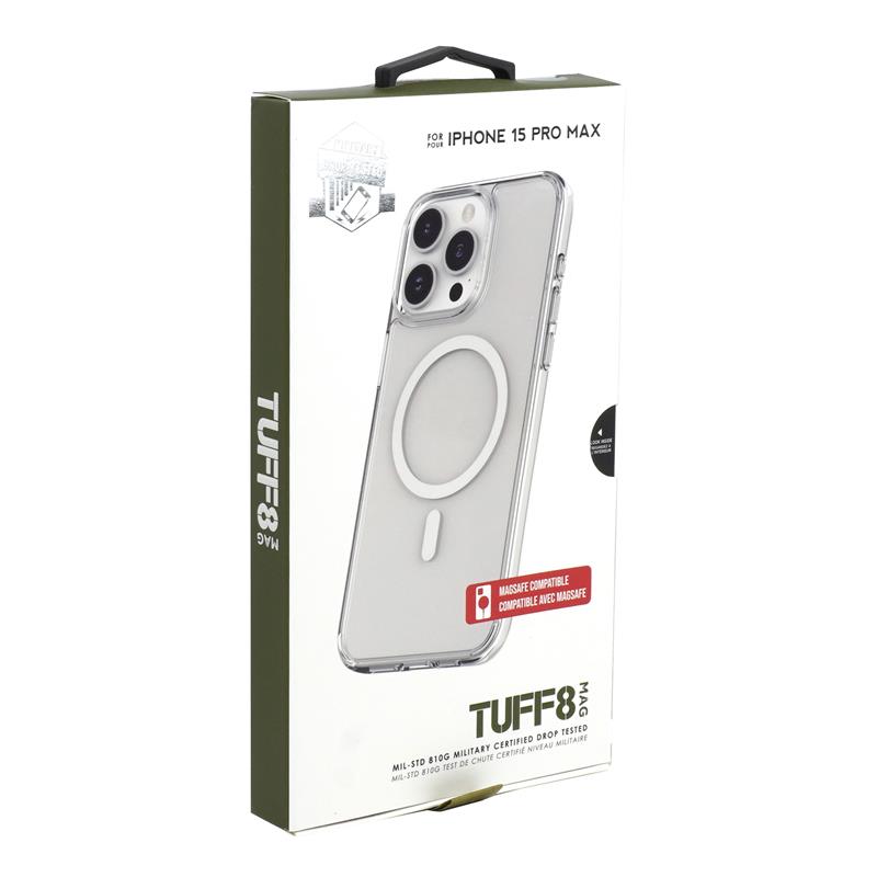iPhone 15 Pro Max - TUFF8 Mag Rugged Back Case (Clear)(Open Box)