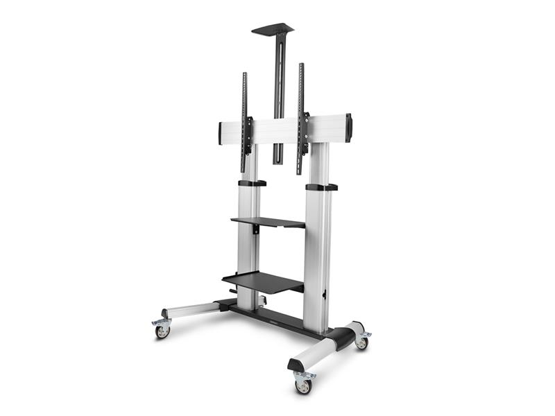 Support TV sur roulettes Startech pour écrans plats de 60 à 100 pouces jusqu'à 100 kg, hauteur réglable par manivelle, mobil...