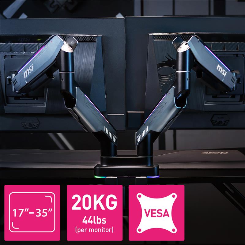 MSI Bras de support robustes pour deux écrans - MPG MT201DR V2 -
