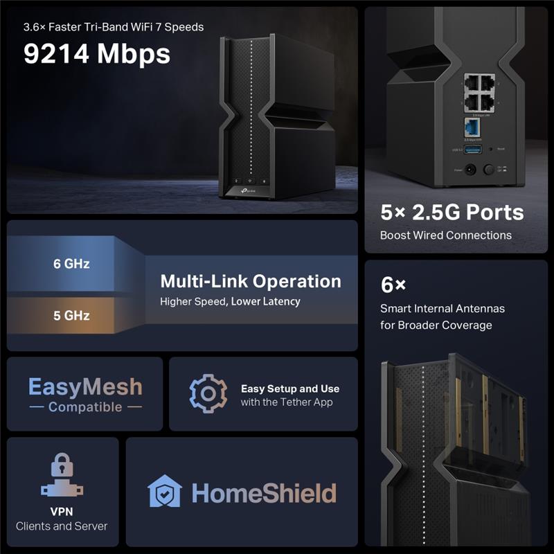 TP-Link (Archer BE550) Tri-Band BE9300 Wi-Fi 7 Router - Canada