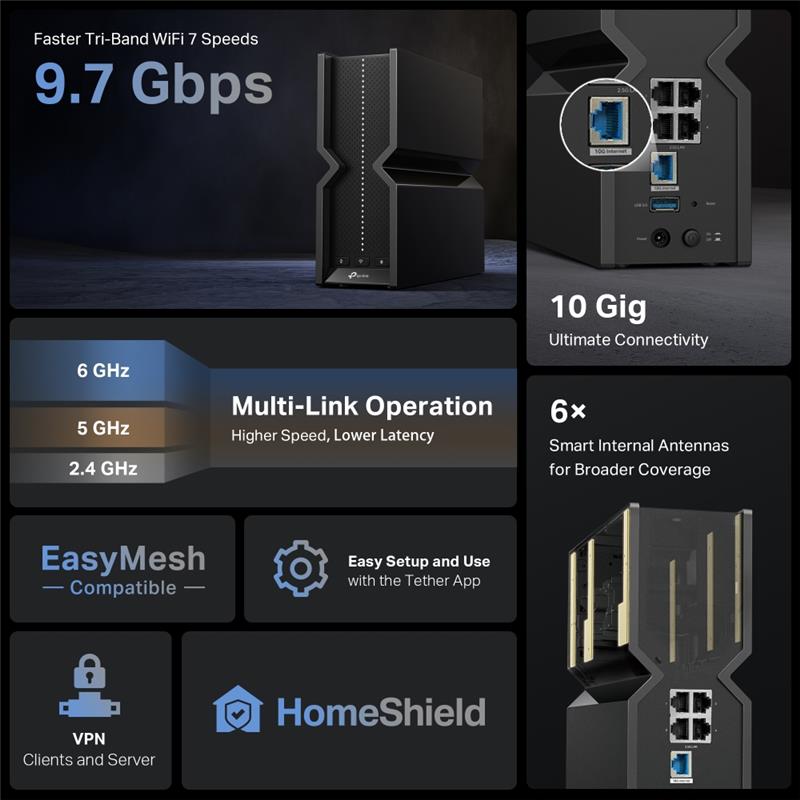 TP-Link (Archer BE550 Pro) Tri-Band BE9700 Wi-Fi 7 Router - Canada
