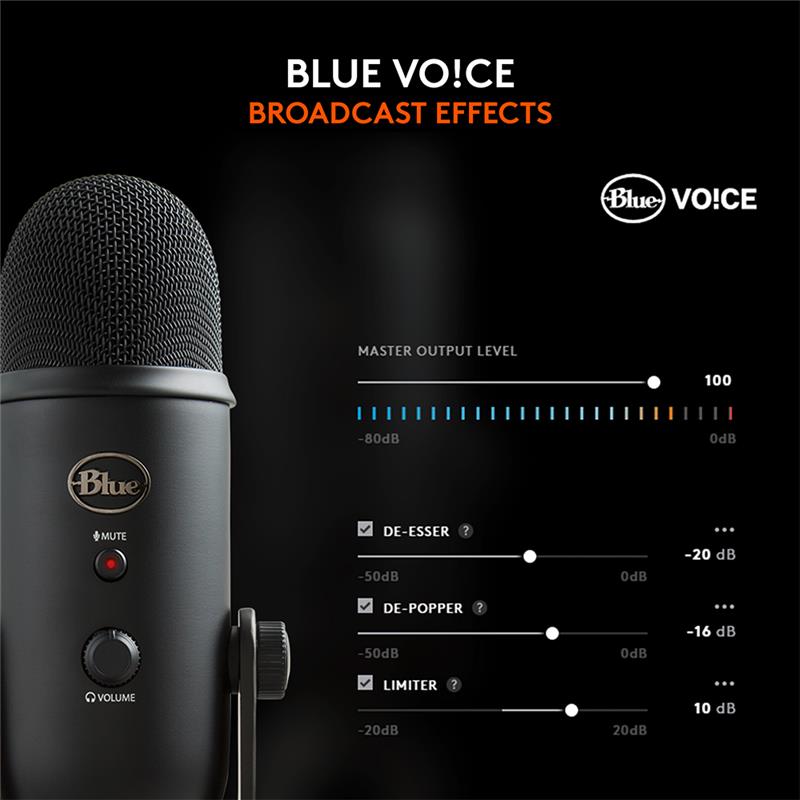 Blue Yeti USB Microphone for PC, Gaming, Recording, Blackout