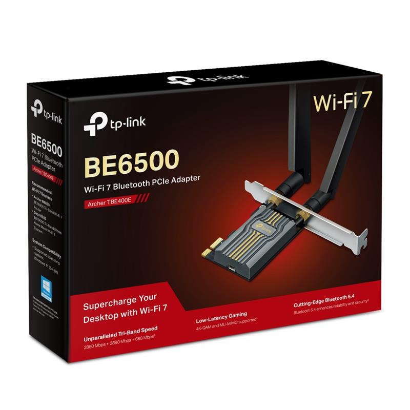 TP-Link (Archer TBE400E) BE6500 Wi-Fi 7 Bluetooth 5.4 PCIe Adapter