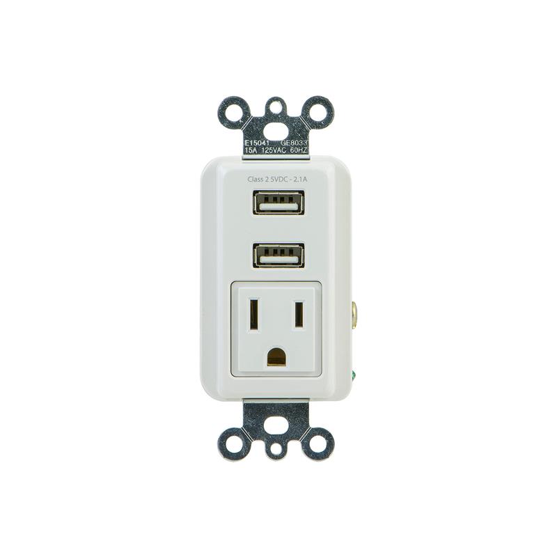 GE (17833) - Prise murale avec 2 ports USB