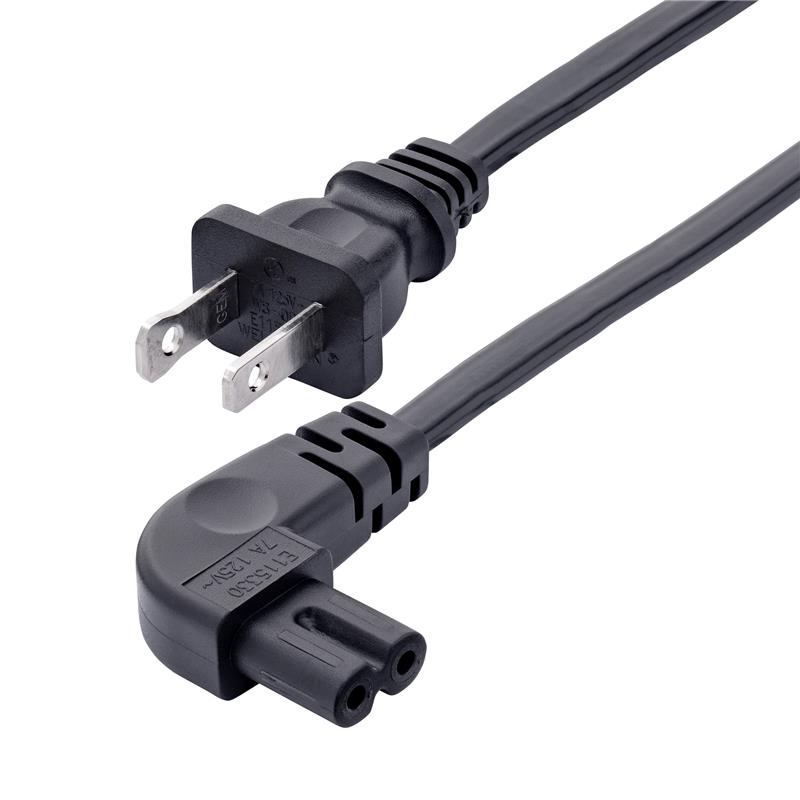 StarTech.com 3ft (91cm)  Laptop Power Cord, NEMA 1-15P to Right Angle C7, 7A 125V, 18AWG, Laptop Charger Cable, Replacement Pow