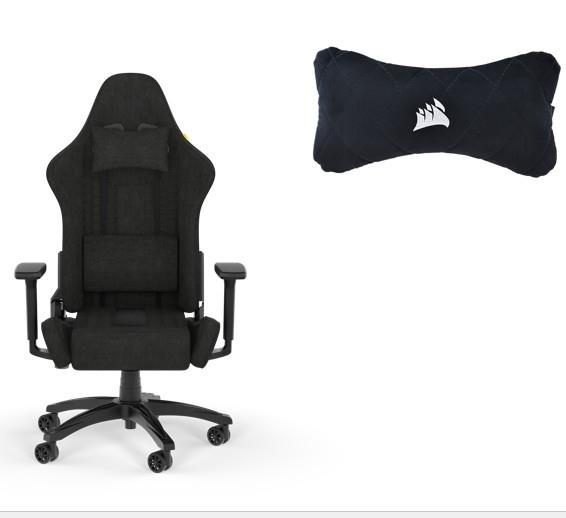 Corsair TC100 Gaming Chair, Black + Gaming headrest, Black
