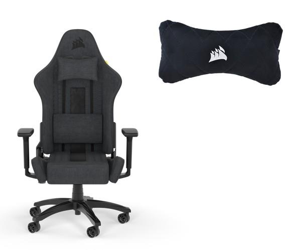 Corsair TC100 Gaming Chair, Black/Grey + Gaming headrest, Black