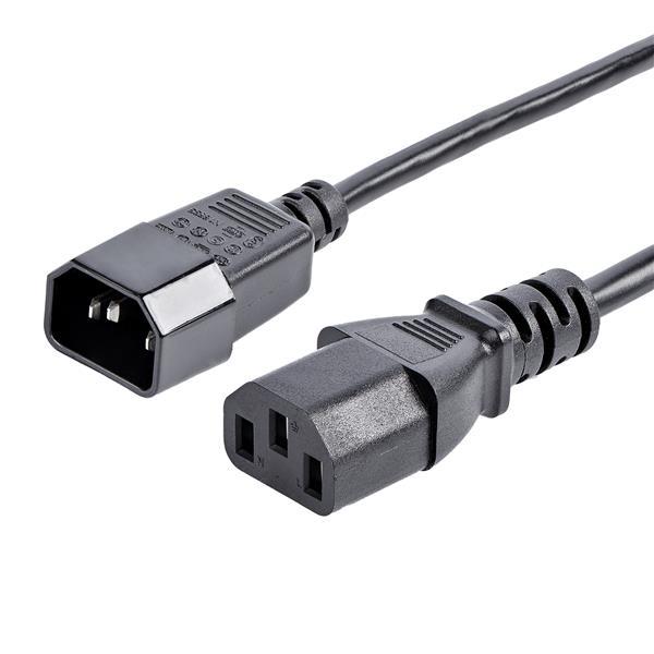 StarTech.com 6ft (1.8m) Power Extension Cord, C14 to C13, 10A 125V, 18AWG, Black Computer Power Cord Extension, Power Supply Ex