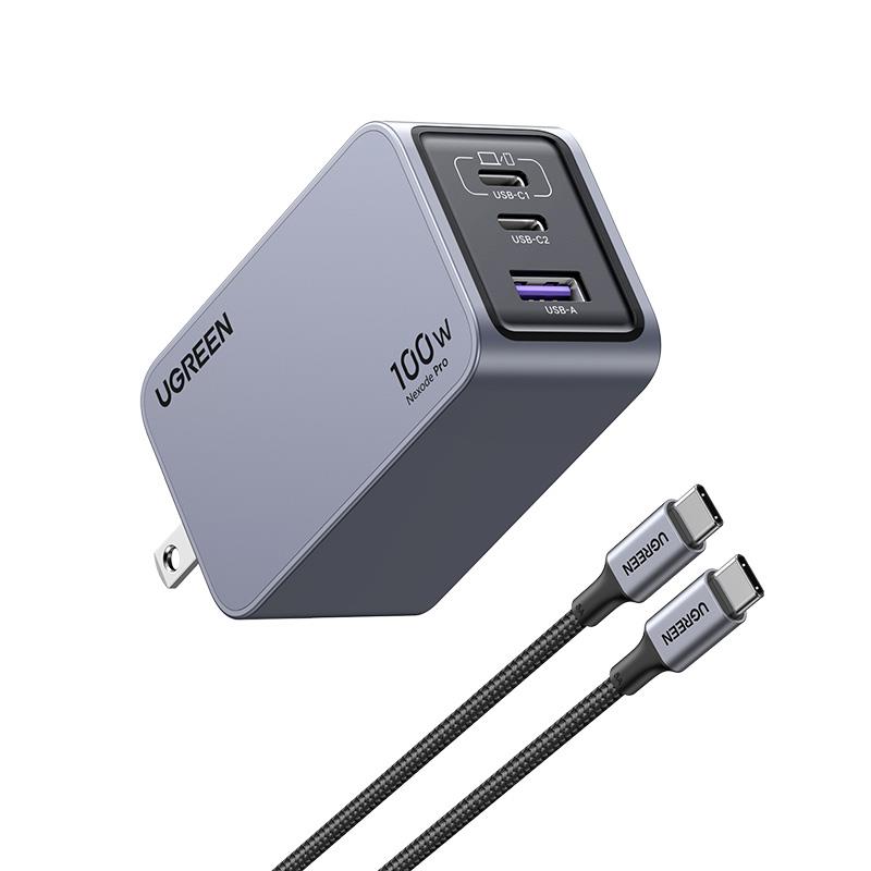 UGREEN Charger Nexode Pro GaN 100W USB C / A Charger, 3-Ports(Open Box)