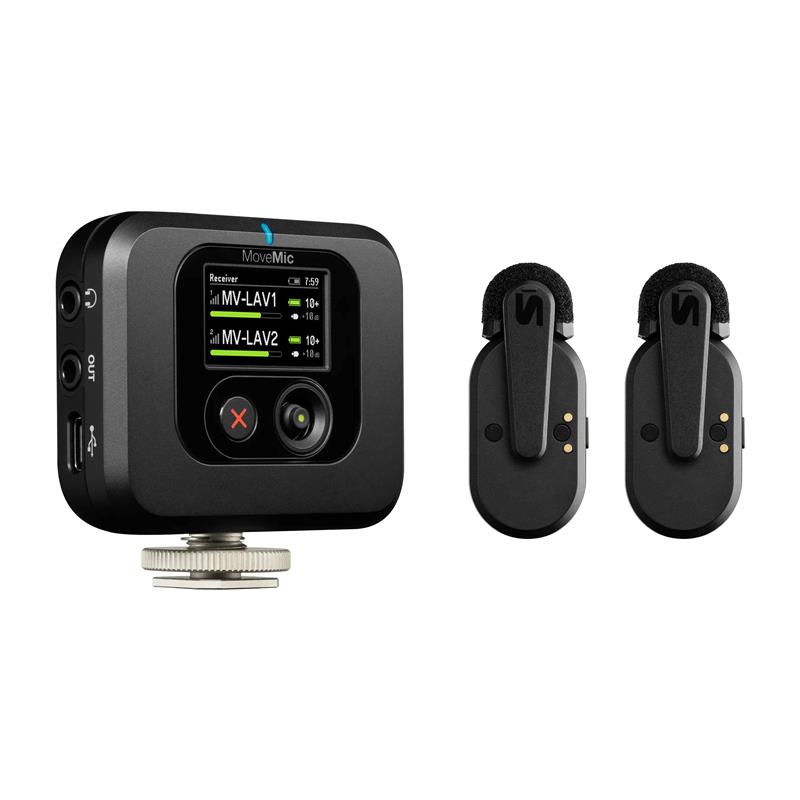 SHURE Ensemble MoveMic avec (2) micro Lavalier & (1) récepteur, Noir