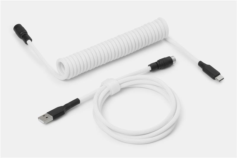 DROP Black and White Coiled Keyboard Cable – Black-on-White – YC8