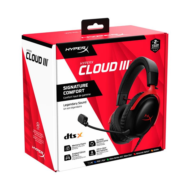 HyperX Cloud III Wired Gaming Headset - Red - Canada Computers