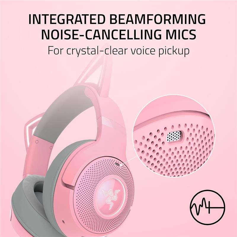 ヘッドホン Razer Kraken Kitty V2 Razer Kraken Kitty V2 USB Wired RGB Headset: Chroma Kitty Ears