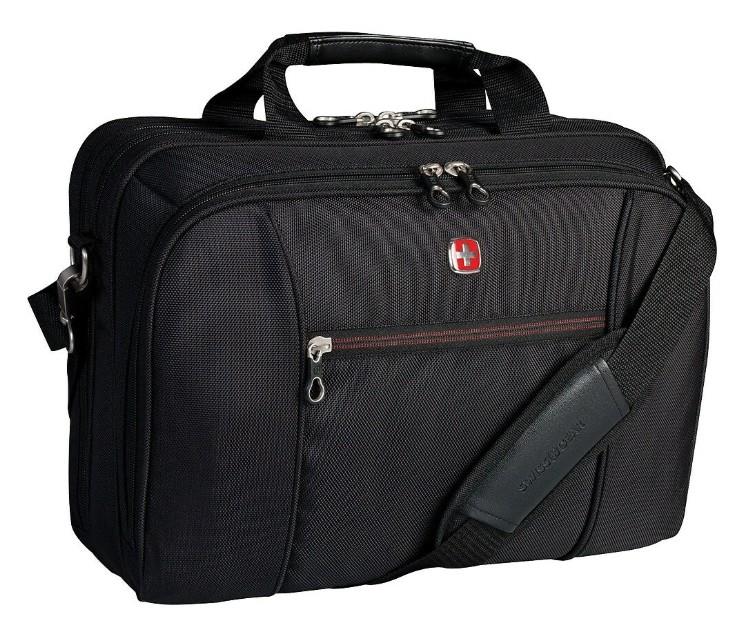 Swiss Gear 15.6" Laptop Briefcase, Black with Red Lining