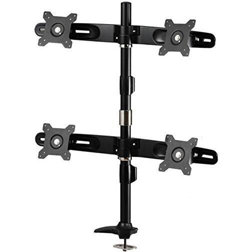 upport de moniteur quad AMR4P Amer de 15 à 24 po avec poteau/trou passe-câble