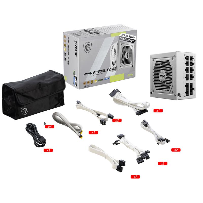 MSI MAG A850GL PCIE5 WHITE, Fully Modular Compact, Power Supply