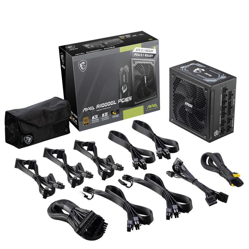 MSI MAG A1000GL PCIE5, Fully Modular Compact, 80+ Gold, Power