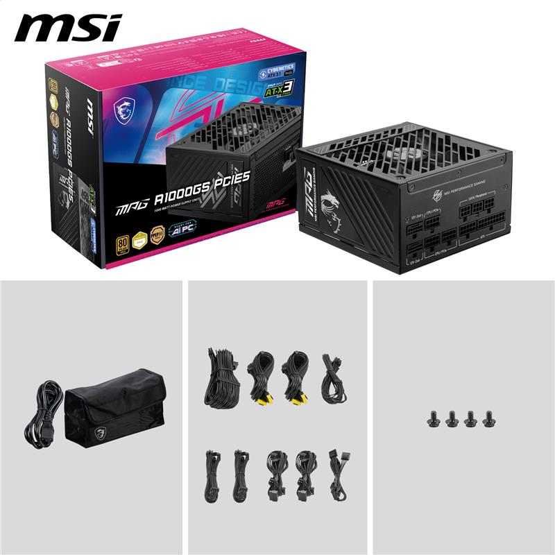 MSI MPG A1000GS PCIE5, Fully Modular, 80+ Gold, Power Supply