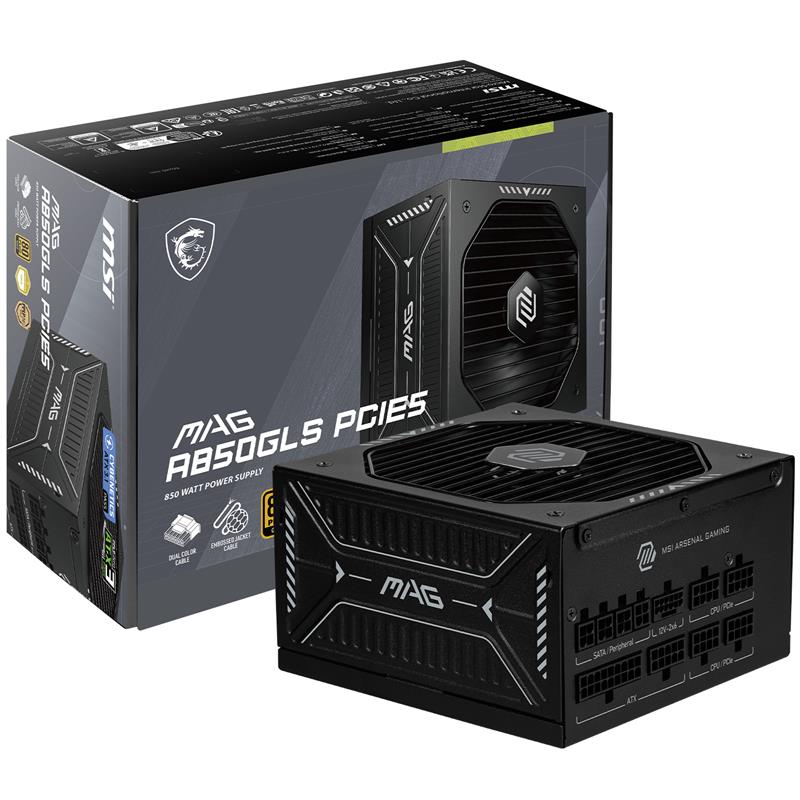 MSI MAG A850GLS PCIe5, entièrement modulaire et compacte,Alimentation