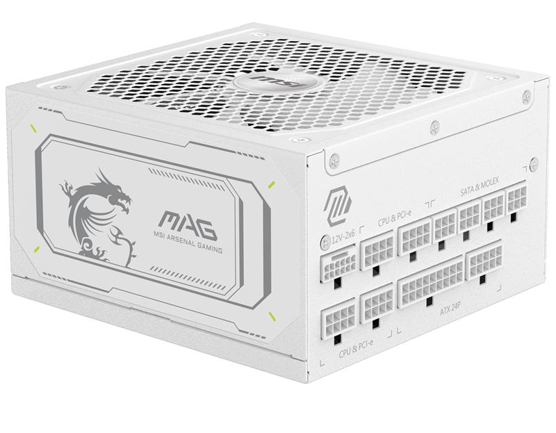 MSI Bloc d'alimentation 1000 W certifié 80 PLUS Gold ATX, Blanc