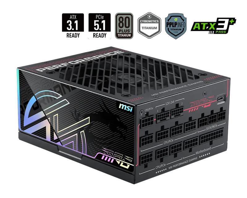 MSI MPG Ai1600TS PCIe 5.0,Alimentation  certification 80 PLUS Titanium