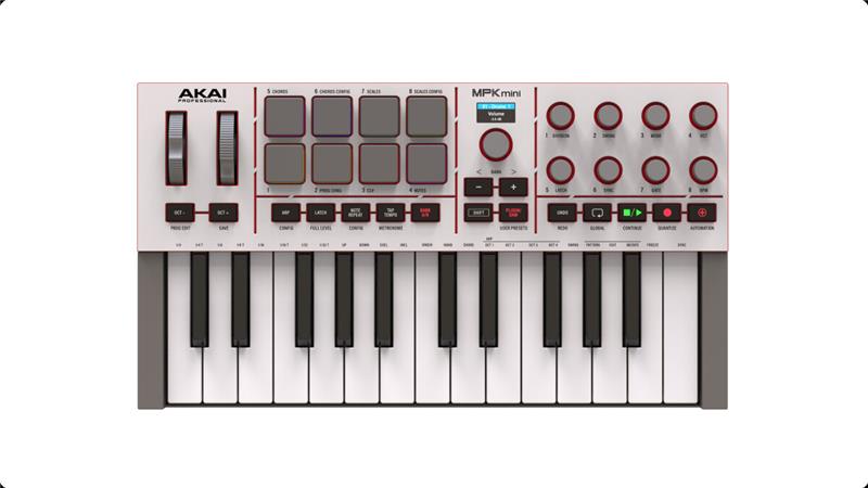 AKAI MPK Mini IV USB-C Compact MIDI Controller, White