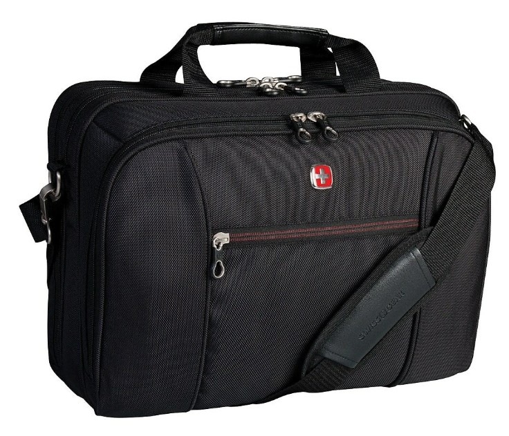 Swiss Gear 15.6" Laptop Briefcase, Black with Red Lining