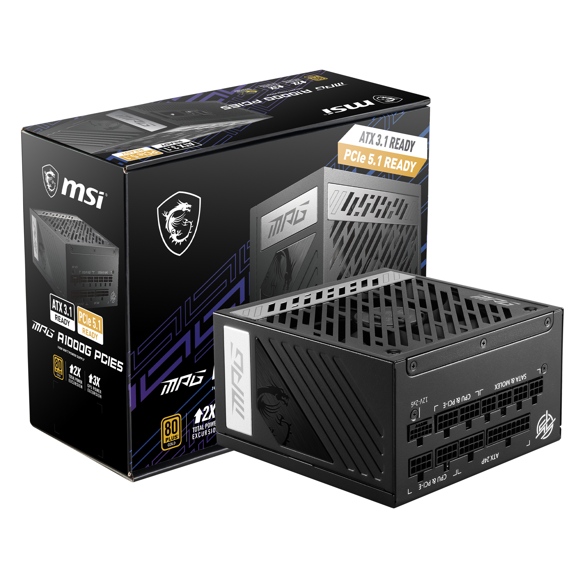 MSI MPG A1000G PCIe5, entièrement modulaire et compacte, Alimentation