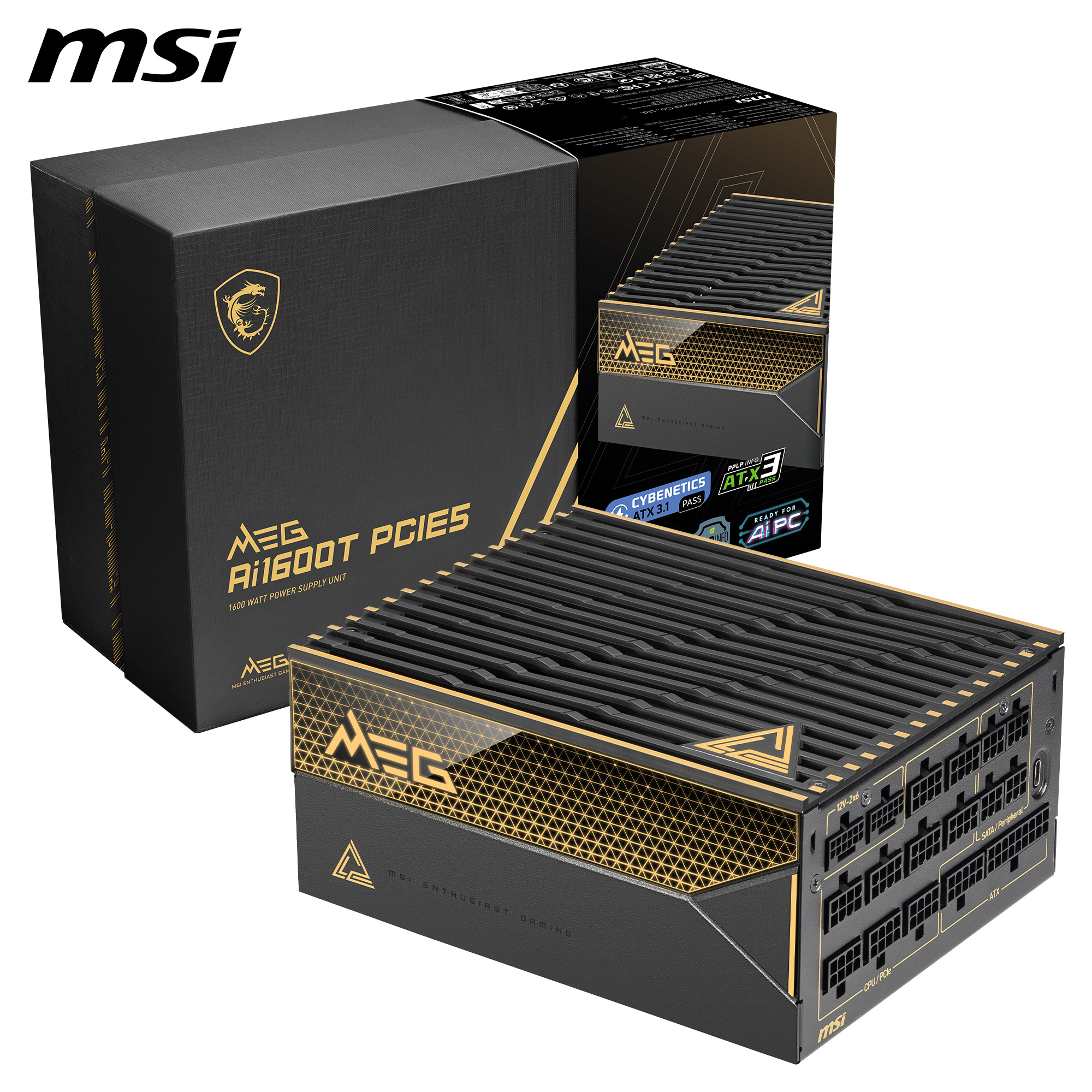 MSI MEG Ai1600T PCIE5, Fully Modular, 80+ Titanium, Power Supply