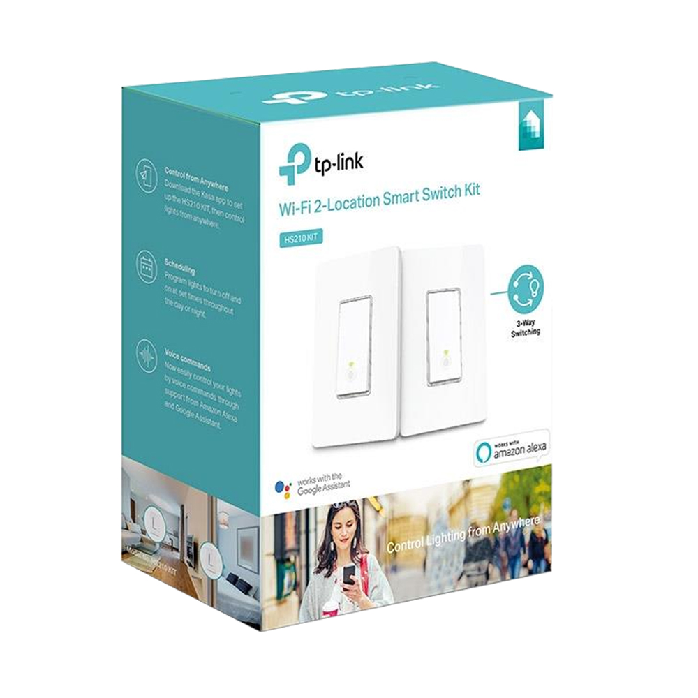 TP-LINK (HS210 KIT) 2-Location Wi-Fi Smart Switch Kit, 3-Way Switch(Open Box)