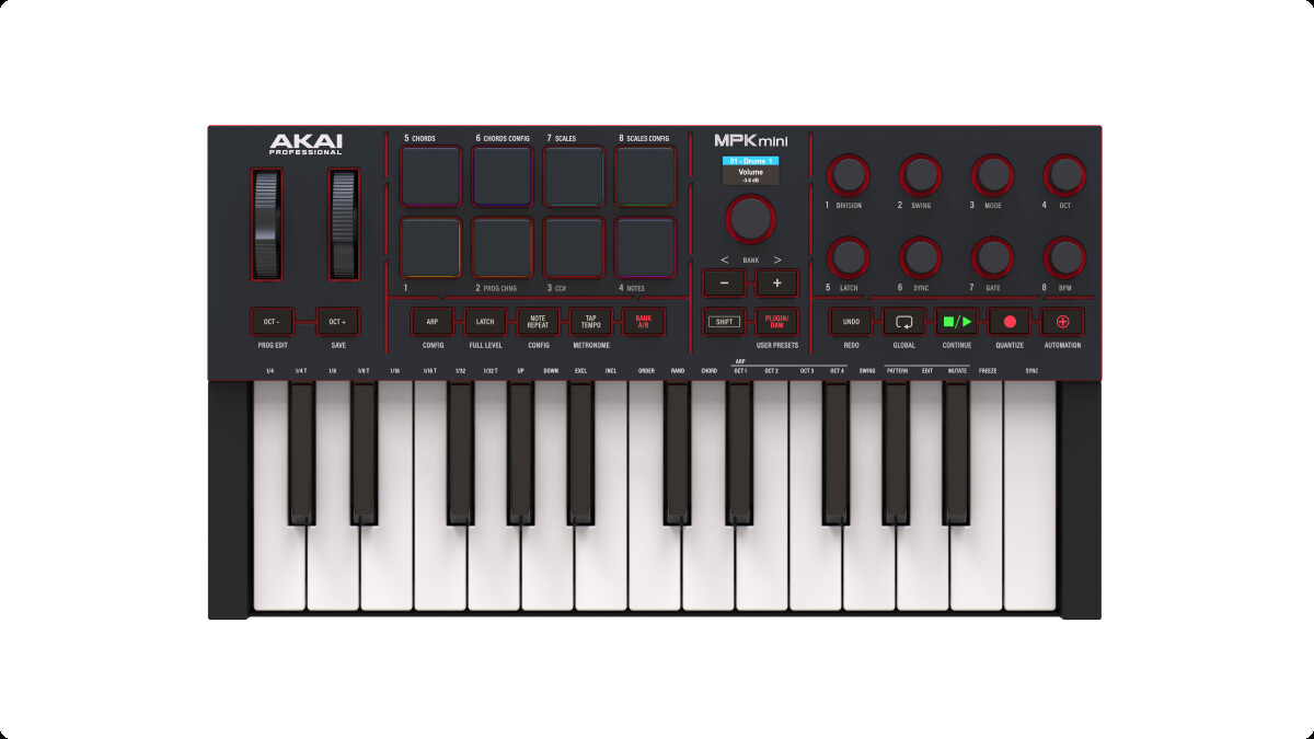 AKAI MPK Mini IV USB-C Compact MIDI Controller, Black