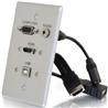 Cables To Go (39707) - Plaque murale audio 3,5 mm / USB / HDMI / VGA à commande unique - Aluminium