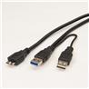 iCAN (USB3SSAAMCB-6Y) - Câble 24/28AWG USB3.0 A mâle vers microB mâle avec diviseur d'entrée d'alimentation USB 2.0 type A p...