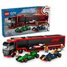 LEGO City F1 Truck with RB20 & AMR24 F1 Cars Toy Racing Transporter Set