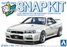 Aoshima 1/32 SNAP KIT Nissan R34 Skyline GT-R Custom Wheel White Pearl