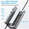 Boîtier iCan RSH-D06P USB C M.2 NVME/SSD avec fonctions HUB 6-en-1 10 Gbit/s(Open Box)