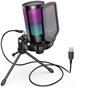 Fifine A6V RGB USB Microphone with Filter & Tripod